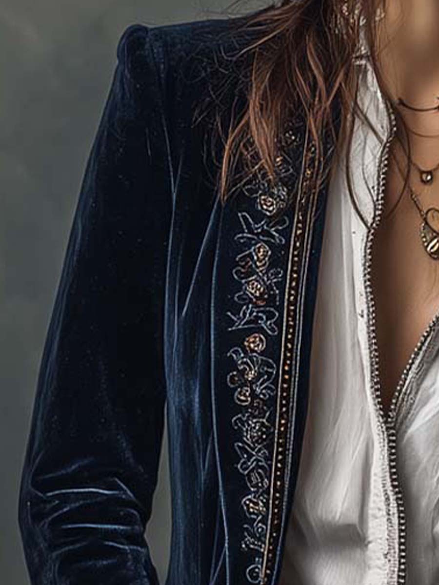 Chaqueta larga bordada vintage Athénaïs