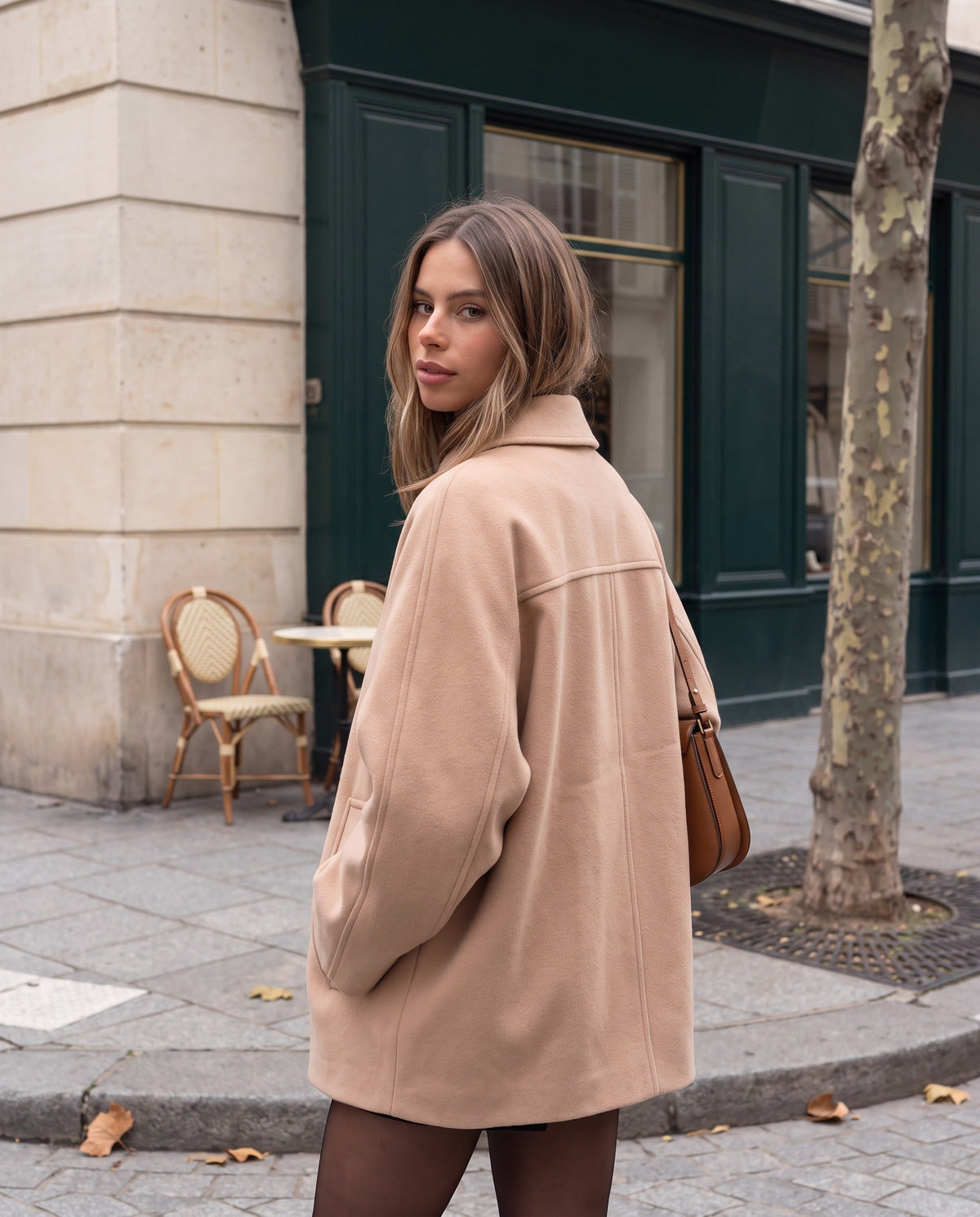 Abrigo Portofino — Corto Oversize de Paño con Cuello