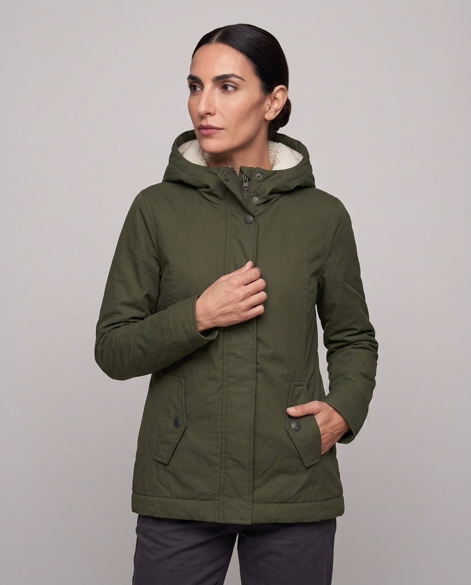 Parka Livigno — Acolchada con Interior de Sherpa y Capucha