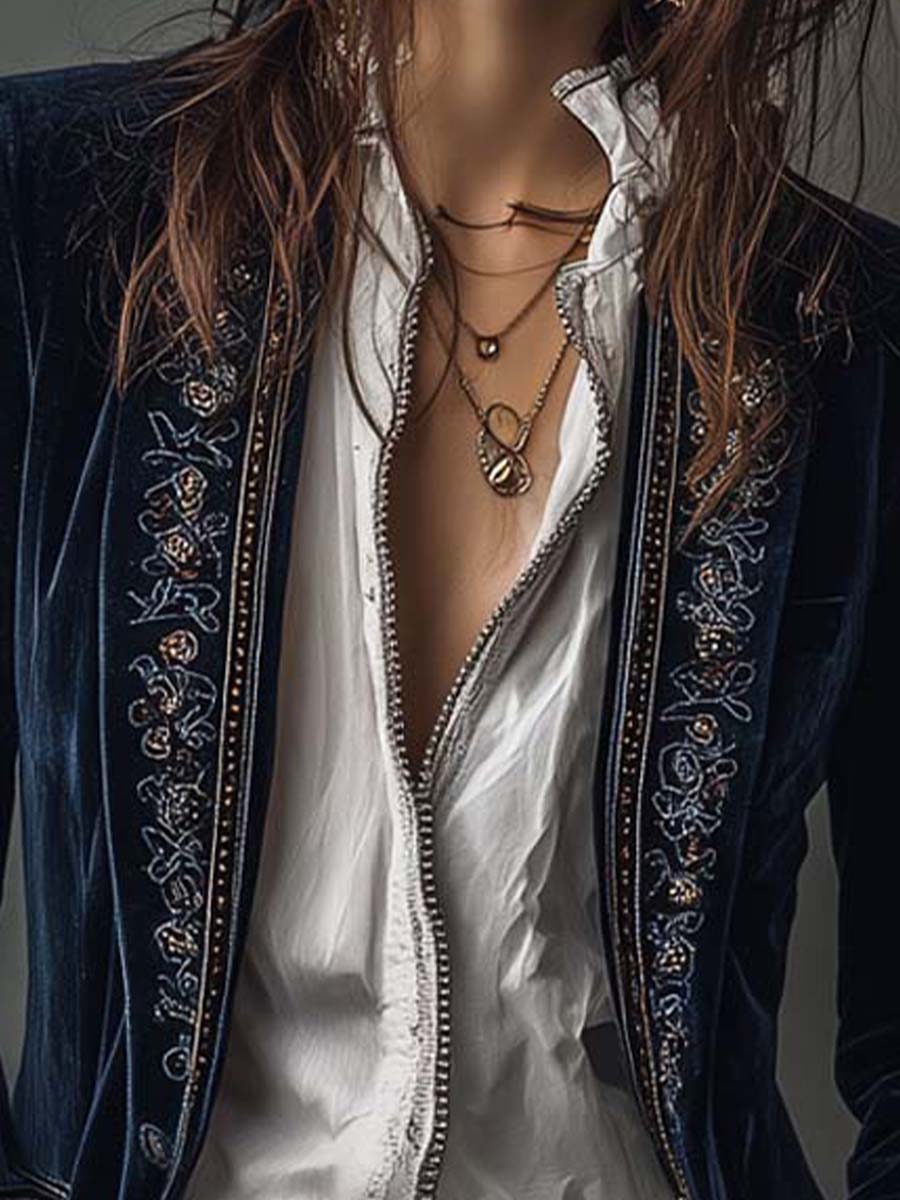 Chaqueta larga bordada vintage Athénaïs
