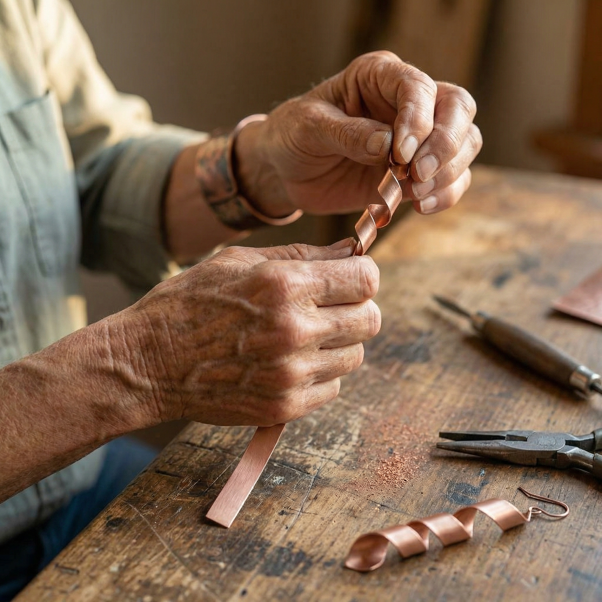 Pendientes colgantes de cobre
