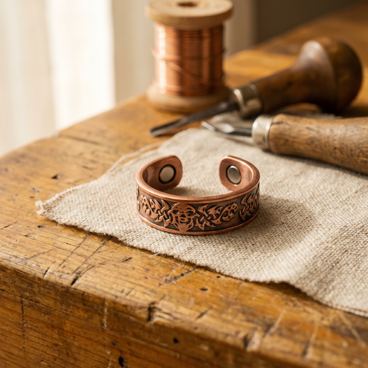 Anillo de cobre floral