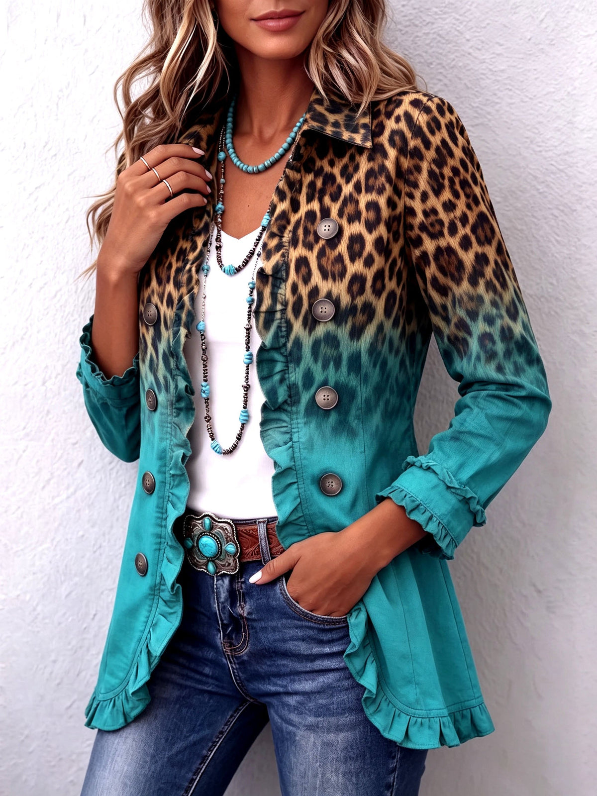 Chaqueta blazer de leopardo Herminia