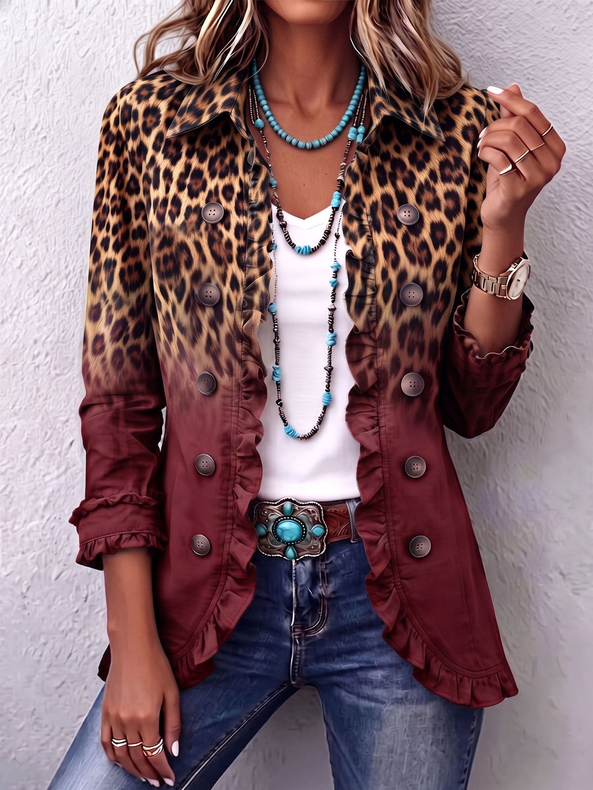 Chaqueta blazer de leopardo Herminia