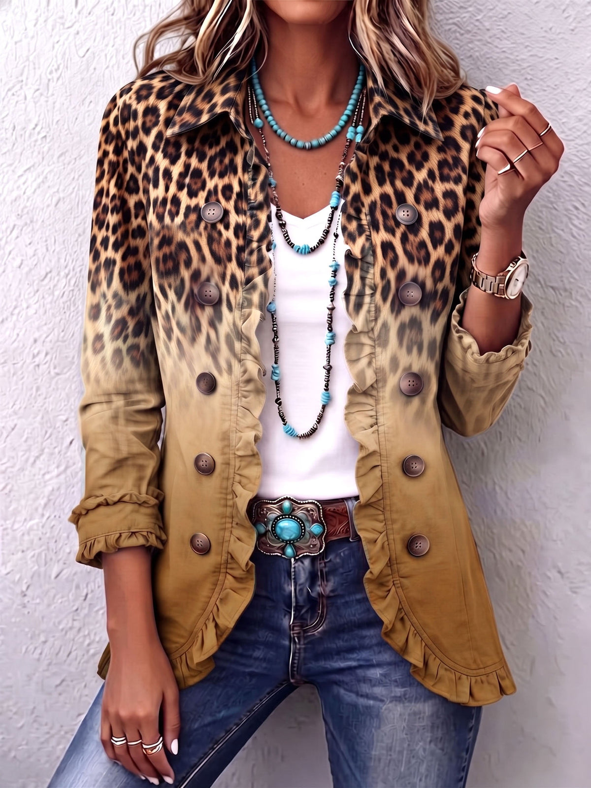 Chaqueta blazer de leopardo Herminia