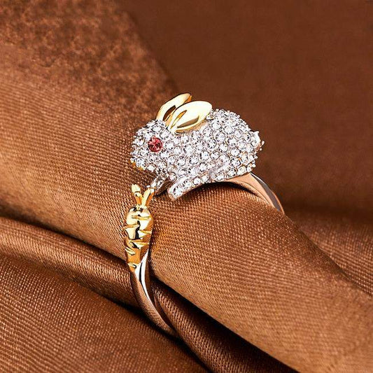 Anillo ajustable de conejo y zanahoria